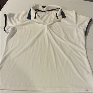 White Polo Shirt with Navy Accents